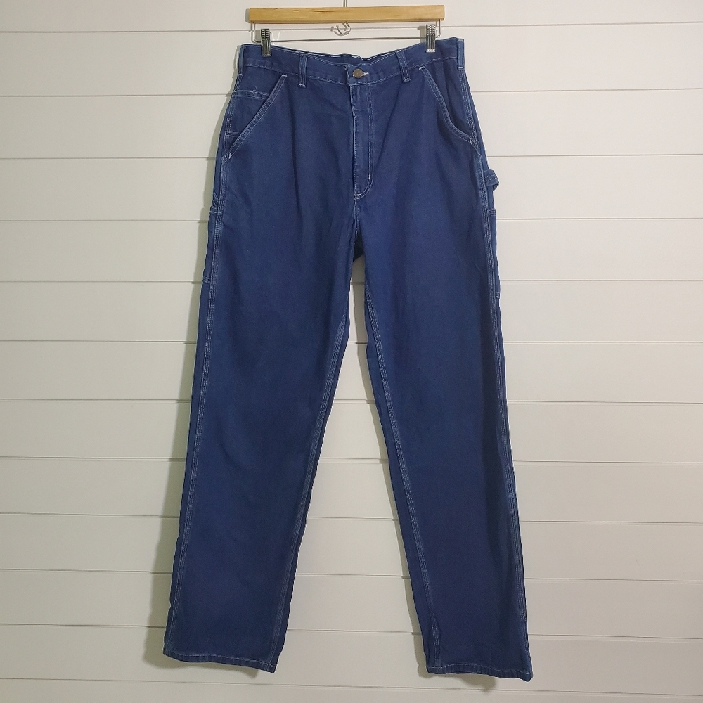 Carhartt‎ Men's Jeans Dungaree Fit Dark Wash Cargo Pockets Straight Size 34x34